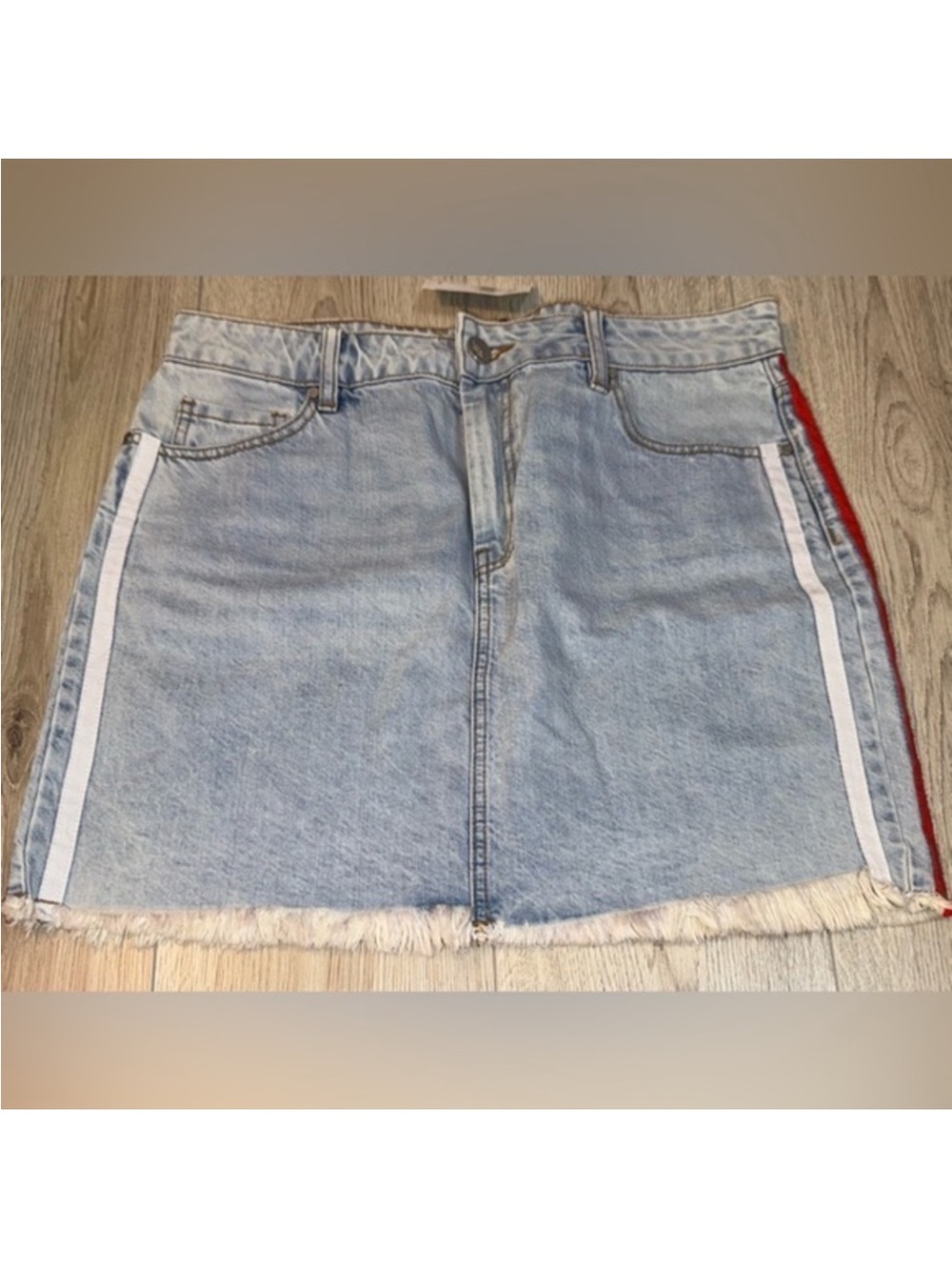 Kendall and Kylie vintage blue jean striped skirt denim